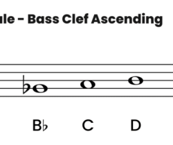 D harmonic minor bass clef